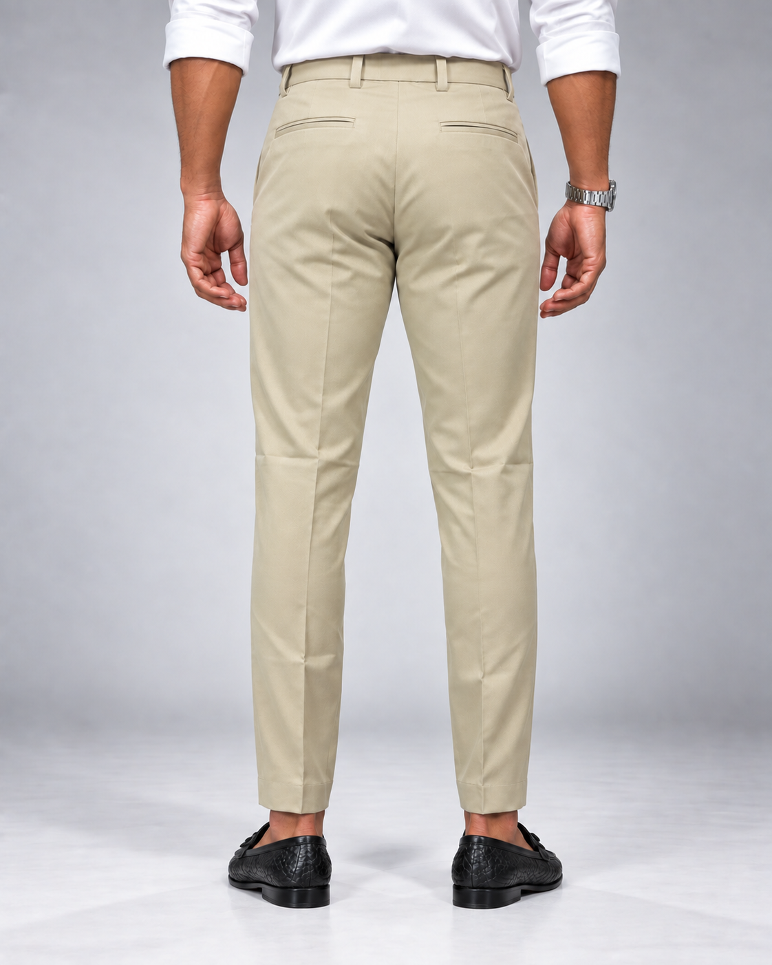 Men’s Cream Beige Slim Fit Formal Trousers