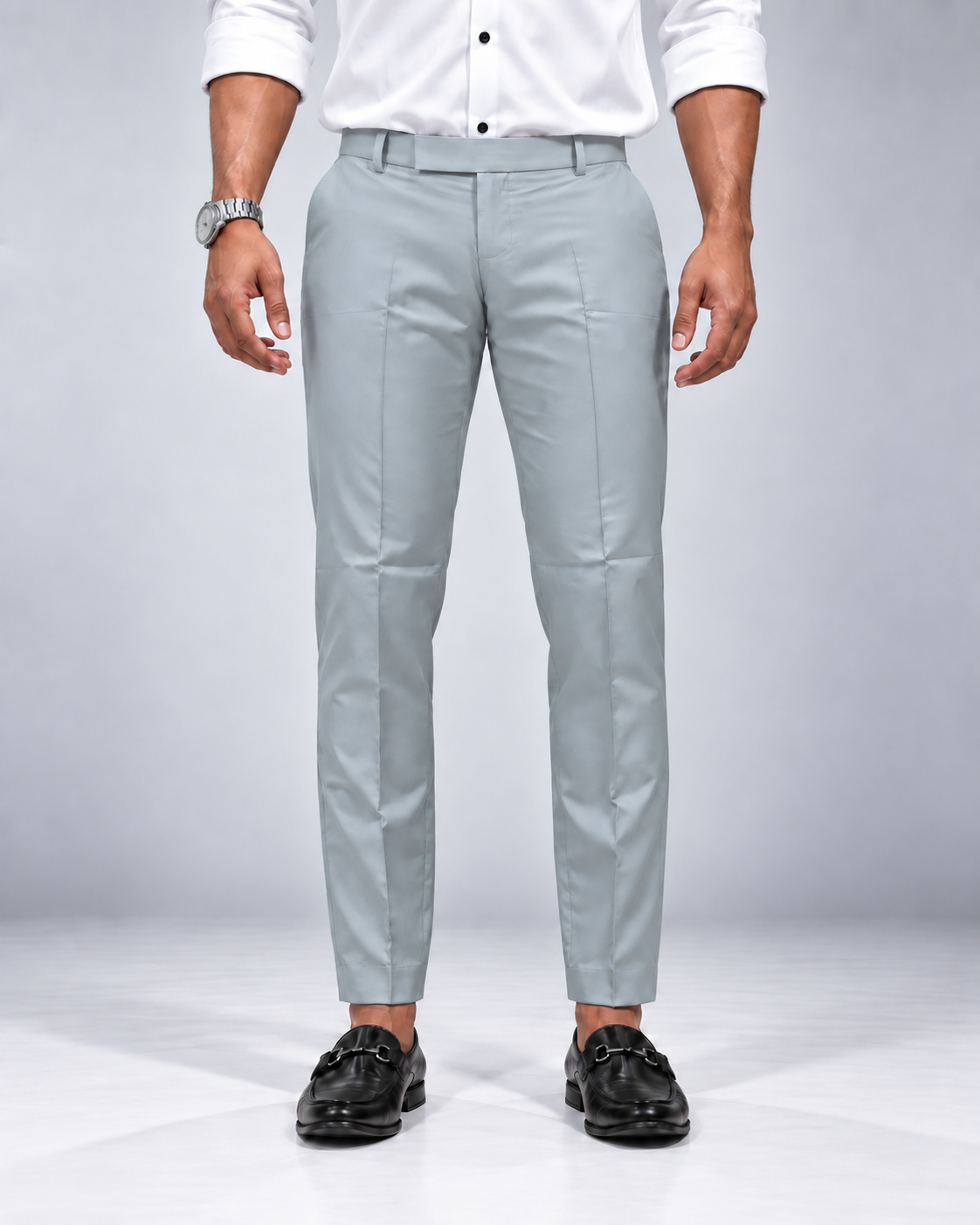 Men’s Ice Grey Slim Fit Formal Trousers