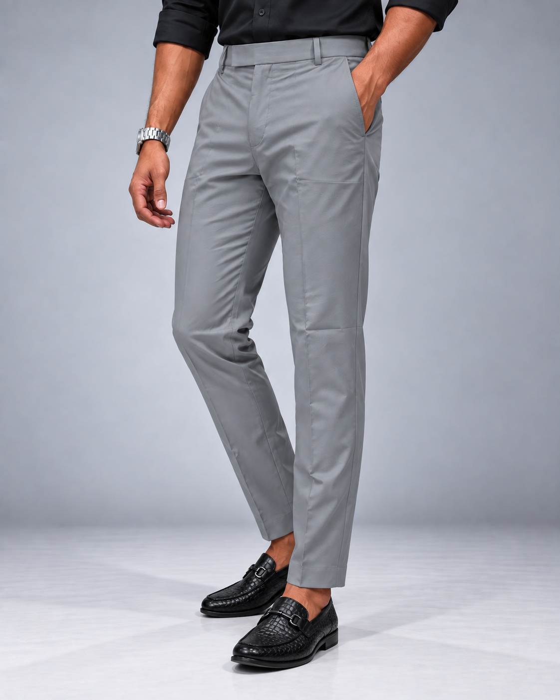 Men’s Grey Slim Fit Formal Trousers