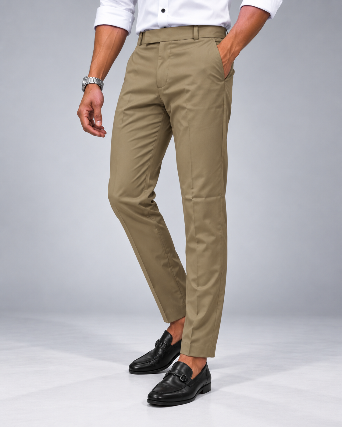Men’s Khaki Slim Fit Formal Trousers