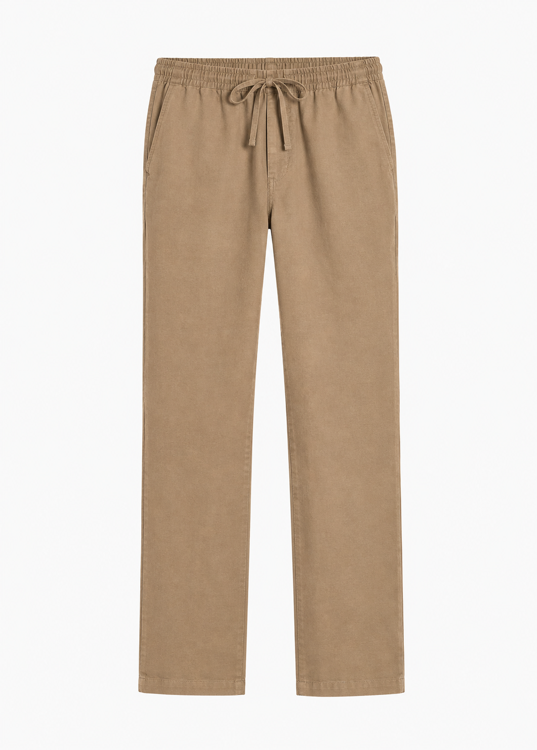 Men's Khaki Cotton Linen Slim Fit Trousers