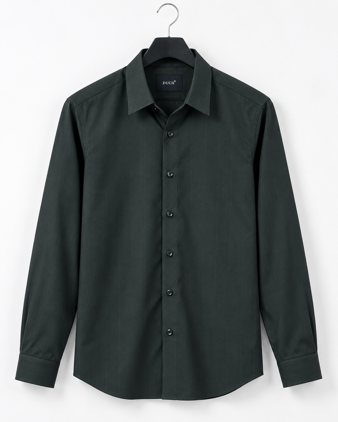 Men's Dark Green Satin Stripes Slim Fit Full Sleeve Formal Shirt