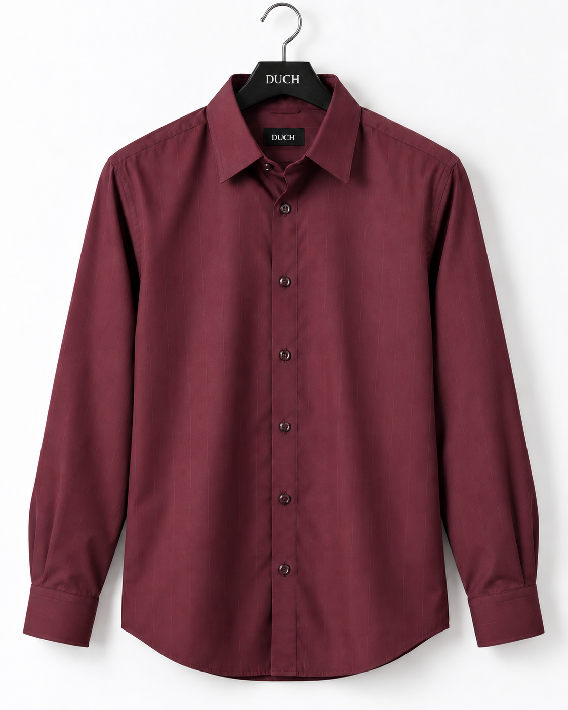 Men's Maroon Satin Stripe Slim Fit Full Sleeve Formal Shirt