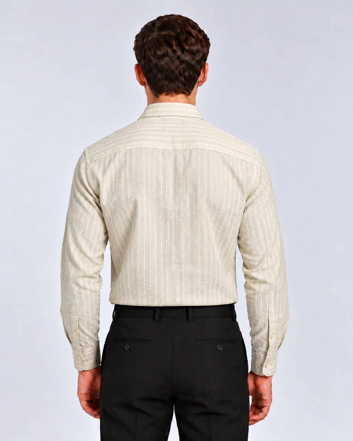 Men's Cream Striped Premium Formal Shirt
