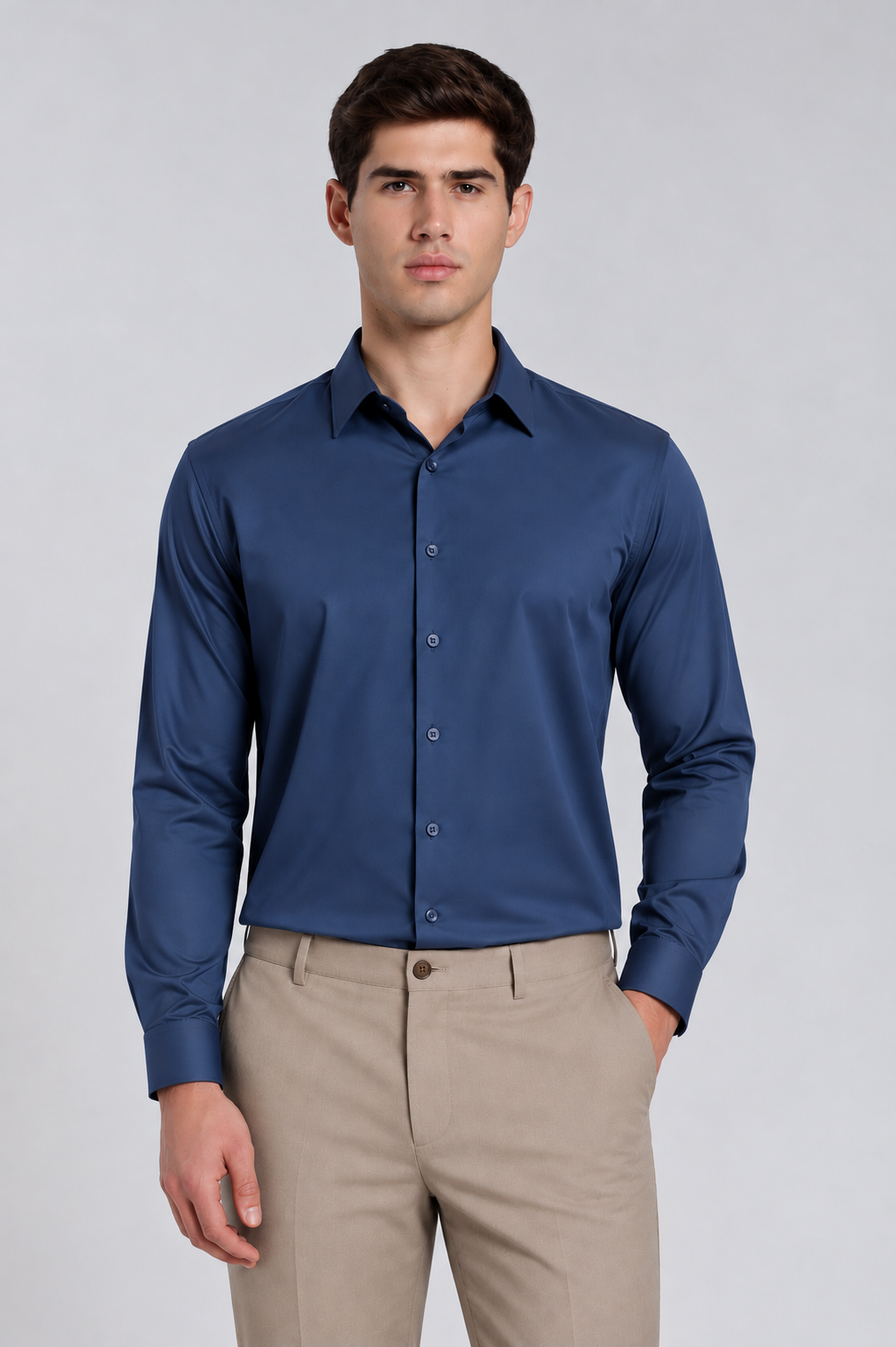 Men's Navy Blue premium Formal Shirt