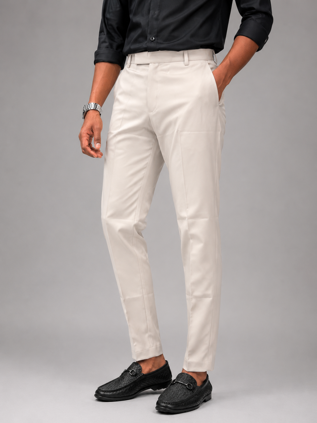 Men’s Off-White Slim Fit Formal Trousers