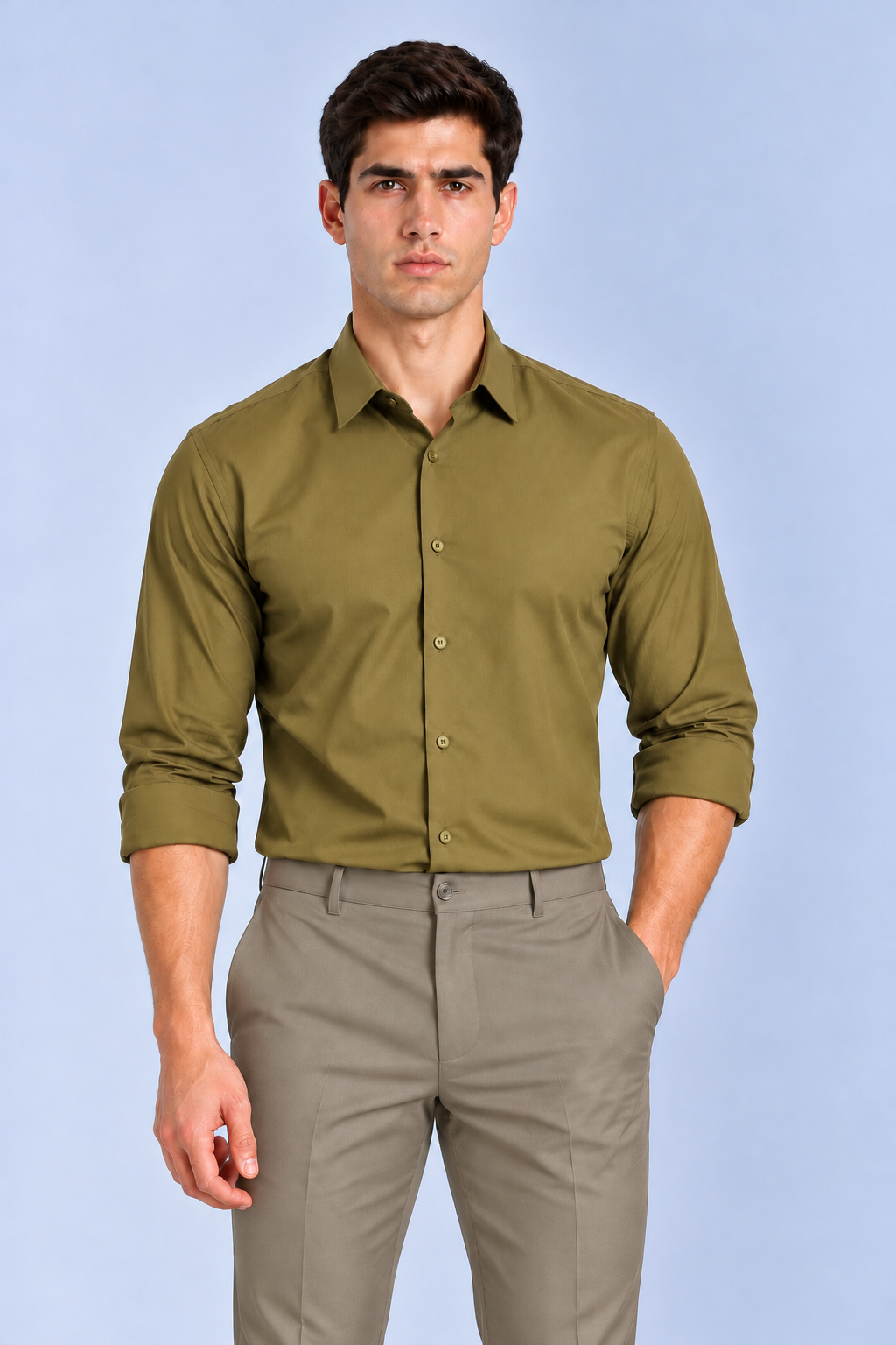 Men's Olive Green premium Formal Shirt